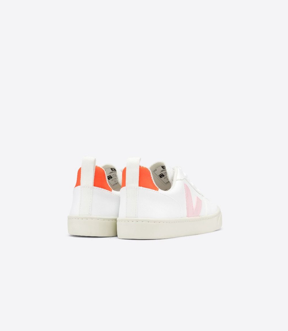 Veja Sneakers Barn - V-10 Lace Cwl - Vita/Orange - 461570-ABU